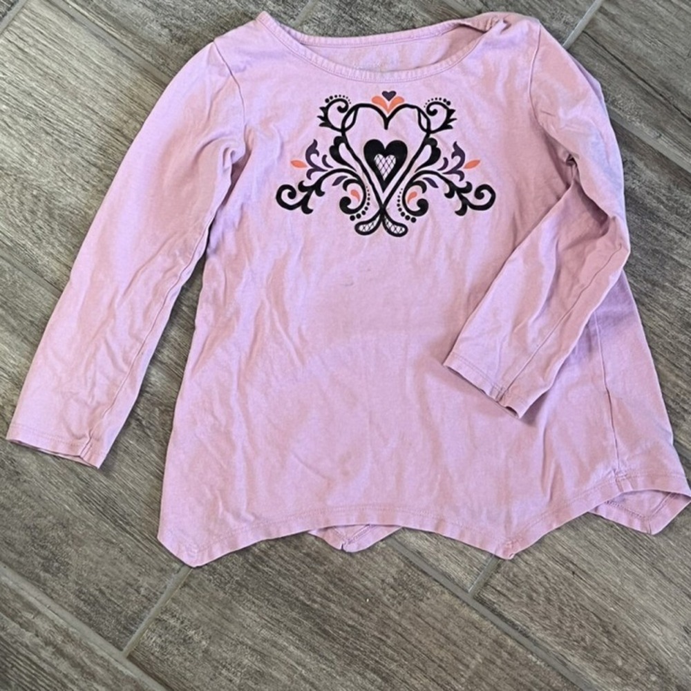 Kidsbugz Long Sleeve Shirt Girls M‎ 8 10 Purple Heart Graphic Tunic Top